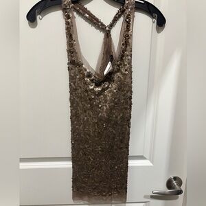 Lipstick Boutique Sequin racerback tank top in Bronze